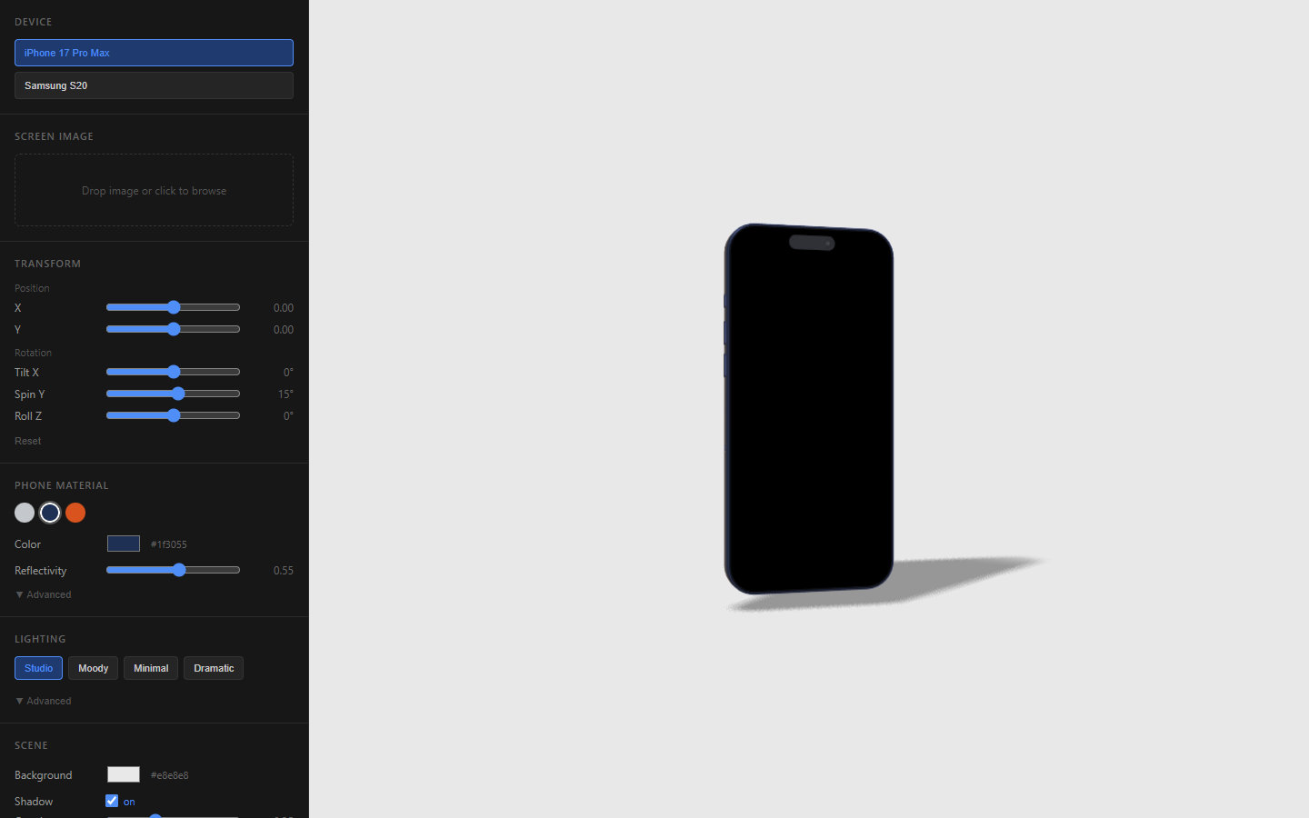 A real 3D phone, not a flat PNG frame 1